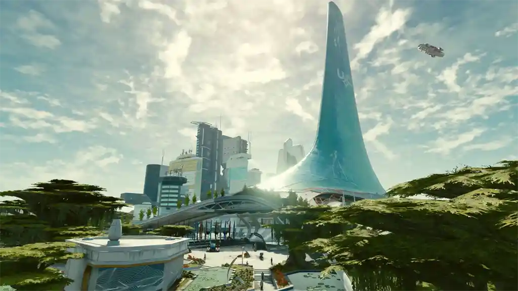 New Atlantis city in Starfield.